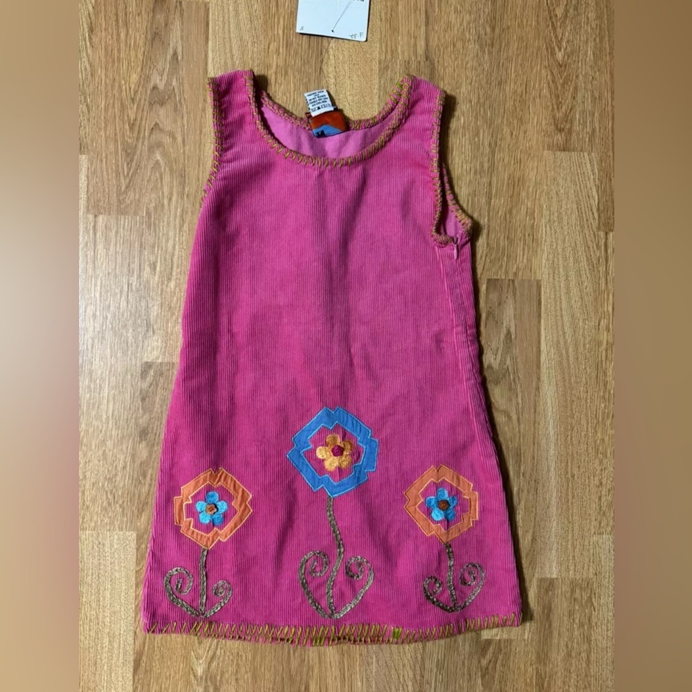 Vintage NWT Nick Nack Patty Wack Girls Size 5 Appliqué Corduroy Jumper Pink